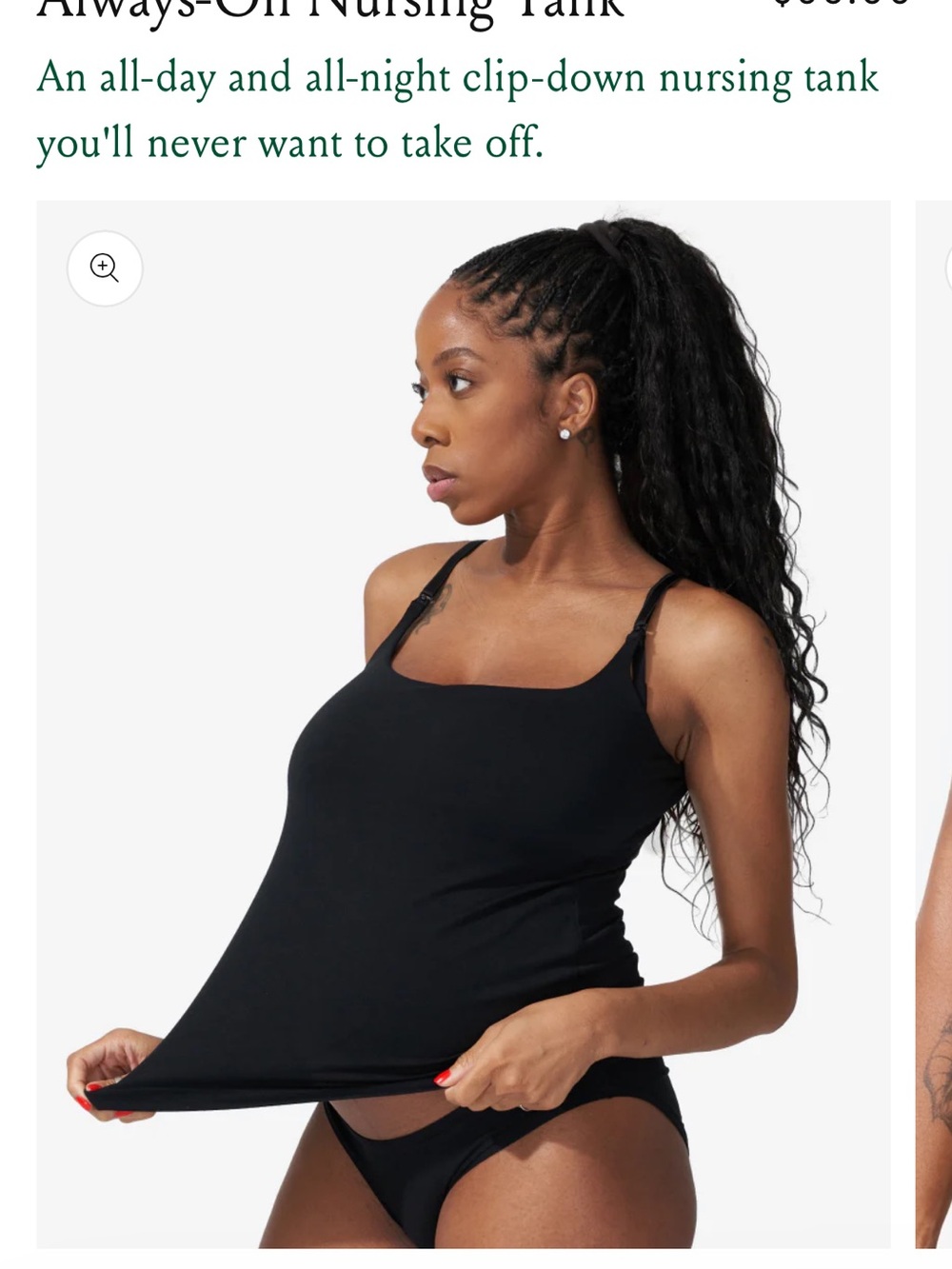 Clip-Down Nursing Cami Tank — Black